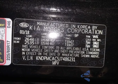 2018 Kia Sportage Lx из США, поврежденный, VIN KNDPMCAC5J7486231